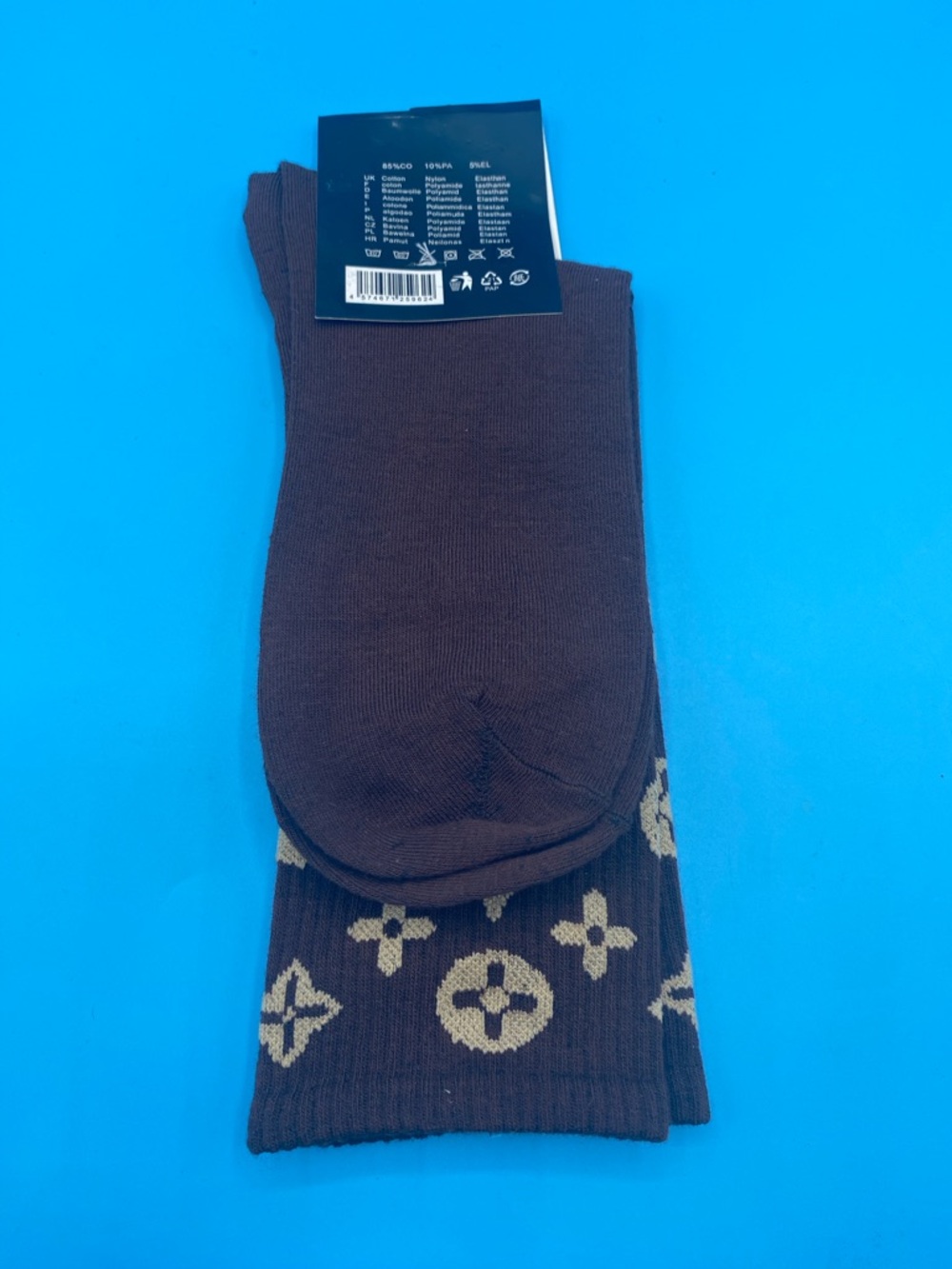 Louis Vuitton Brown and Beige Monogram Crew Socks - Picture 3 of 3
